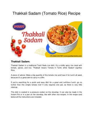 Thakkali Sadam (Tomato Rice) Recipe