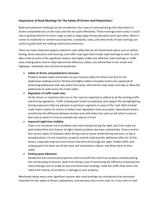 Importance of Road Markings for The Safety Of Drivers And Pedestrians