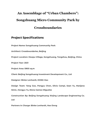 An Assemblage of “Urban Chambers”: Songzhuang Micro Community Park by Crossbound