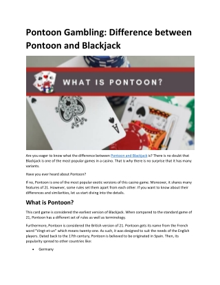 Difference between Pontoon and Blackjack