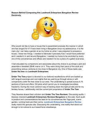 Reason Behind Composing this Landmark Enterprises Bangalore Review Decisively