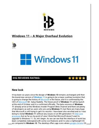 Windows 11 – A Major Overhaul Evolution