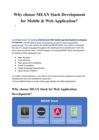 Why choose MEAN Stack Development for Mobile & Web Application (1)