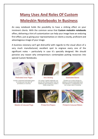 Many Uses And Roles Of Custom Moleskin Notebooks In Business