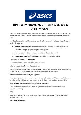 Tips to improve your tennis serve & volleyball game