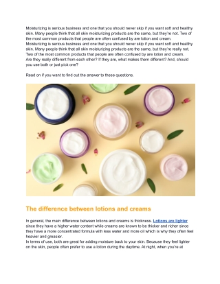 What is the difference between Lotion and Cream - Parfumerie Eternelle