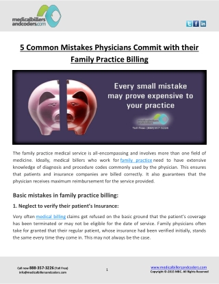 5 Common Mistakes Physicians Commit with their Family Practice Billing