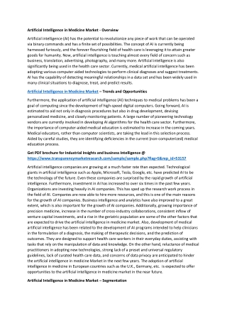 Artificial Intelligence in Medicine Market