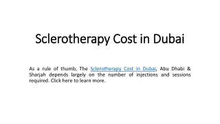 Sclerotherapy Cost in Dubai