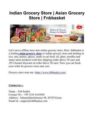 Indian Grocery Store | Asian Grocery Store | Fnbbasket