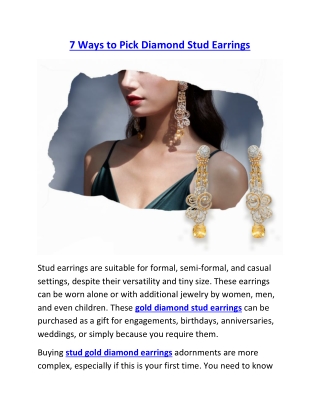 7 Ways to pick diamond stud earrings