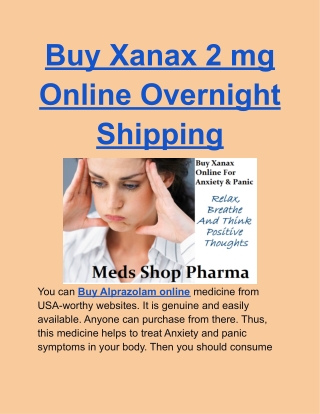 Buy Xanax 2 mg Online Overnight Shipping