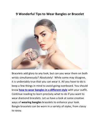 9 Wonderful Tips to Wear Bangles -lasolitaire