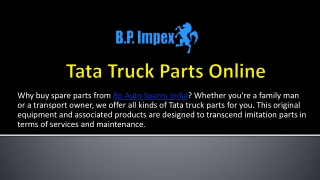 Buy Tata Truck Parts from BP Impex