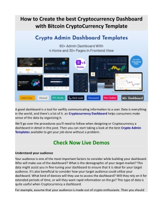 How to Create the best Cryptocurrency Dashboard with Bitcoin CryptoCurrency Template