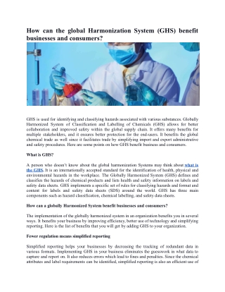How can the global Harmonization System (GHS) benefit businesses and consumers_