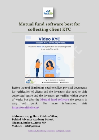 Mutual fund software best for collecting client KYC