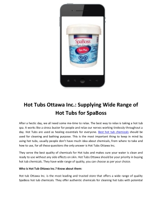 Hot Tubs Ottawa Inc Supplying Wide Range of Hot Tubs for SpaBoss
