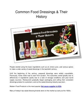 Common Food Dressings & Their History