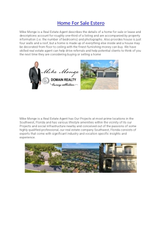 Home For Sale Estero