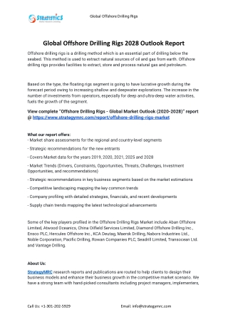 2021 Offshore Drilling Rigs Market Global Analysis Report