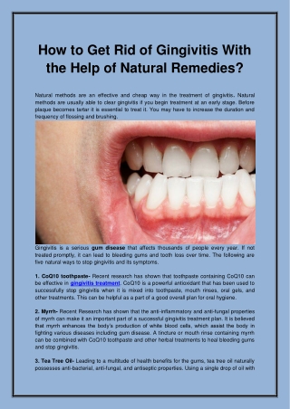 How to Get Rid of Gingivitis With the Help of Natural Remedies