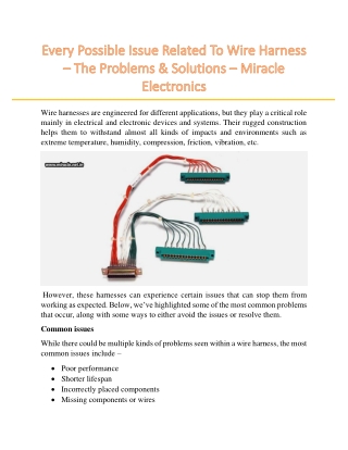 Every Possible Issue Related To Wire Harness – The Problems & Solutions – Miracle Electronics