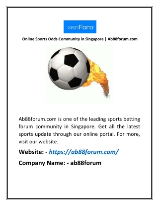 Online Sports Odds Community in Singapore | Ab88forum.com