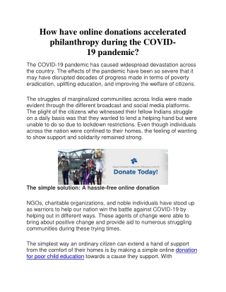 How have online donations accelerated philanthropy during the COVID