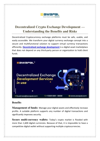 Decentralized Crypto Exchange Development- Understanding benefits and risks