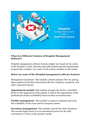 What are different features of hospital management software.
