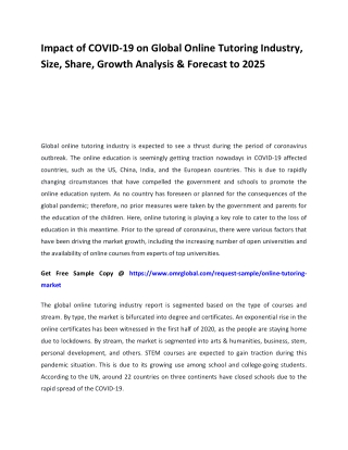Impect of COVID -19 on Global online tutoring Industry