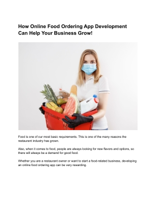 How Online Food Ordering App Development Can Help Your Business Grow!