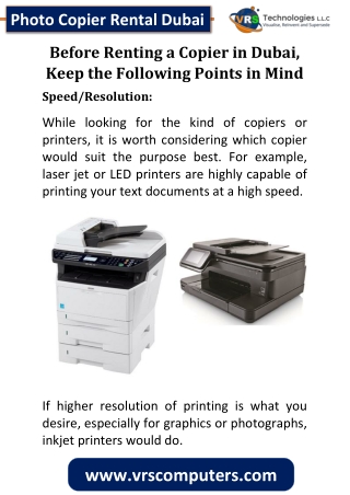 Before Renting a Copier in Dubai, Know the Following Points