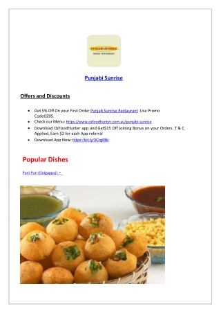 Punjabi Sunrise Alexandra Hills QLD | 5% off Takeaway & Delivery
