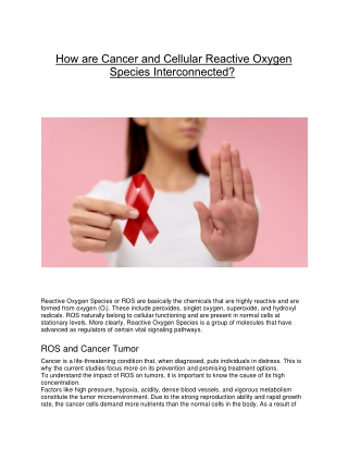 How are Cancer and Cellular Reactive Oxygen Species Interconnected