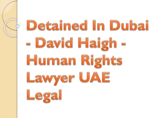 Detained In Dubai - David Haigh - Human Rights Lawyer UAE Legal