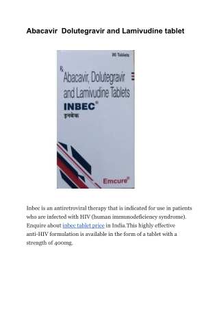 Abacavir Dolutegravir and Lamivudine tablet