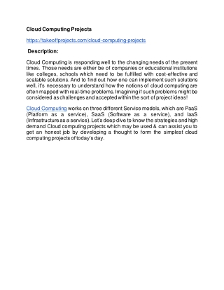 Cloud Computing Projects in Wireless Networks