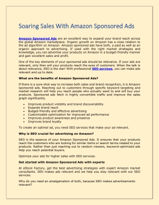 Soaring Sales With Amazon Sponsored Ads