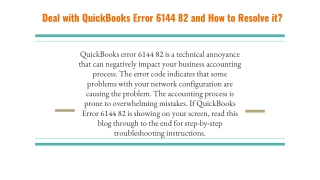 Deal with QuickBooks Error 6144 82 and How to Resolve it_
