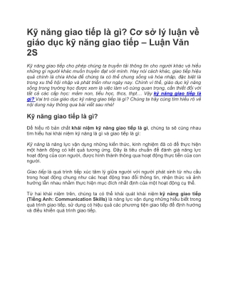 Kỹ năng giao tiếp là gì Cơ sở lý luận về giáo dục kỹ năng giao tiếp – Luận Văn 2S