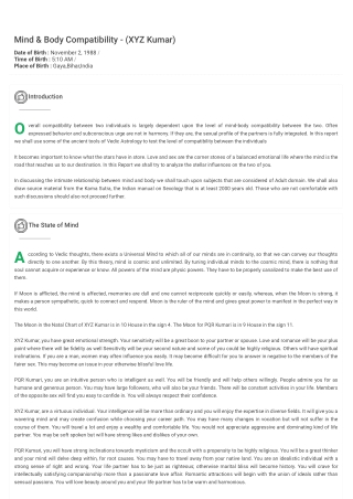Mind & Body Compatibility Report