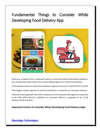 Fundamental Things to Consider While Developing Food Delivery App