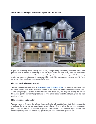 What are the things a real estate agent will do for you