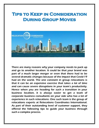 Tips to Keep in Consideration During Group Moves