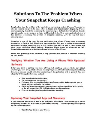 Solutions To The Problem When Your Snapchat Keeps Crashing