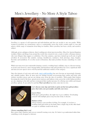 Men's Jewellery - No More A Style Taboo