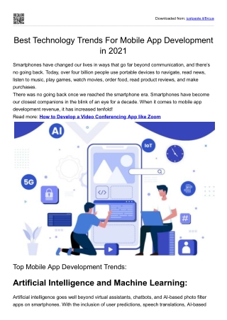 Best Technology Trends For Mobile App Development in 2021