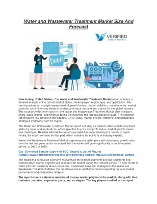 Water and Wastewater Treatment Market